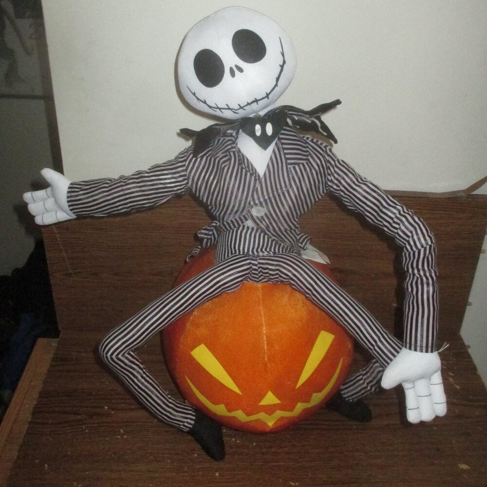 Jack Skellington Sitting on a Pumpkin 22” Plush Toy (Nightmare before Christmas)